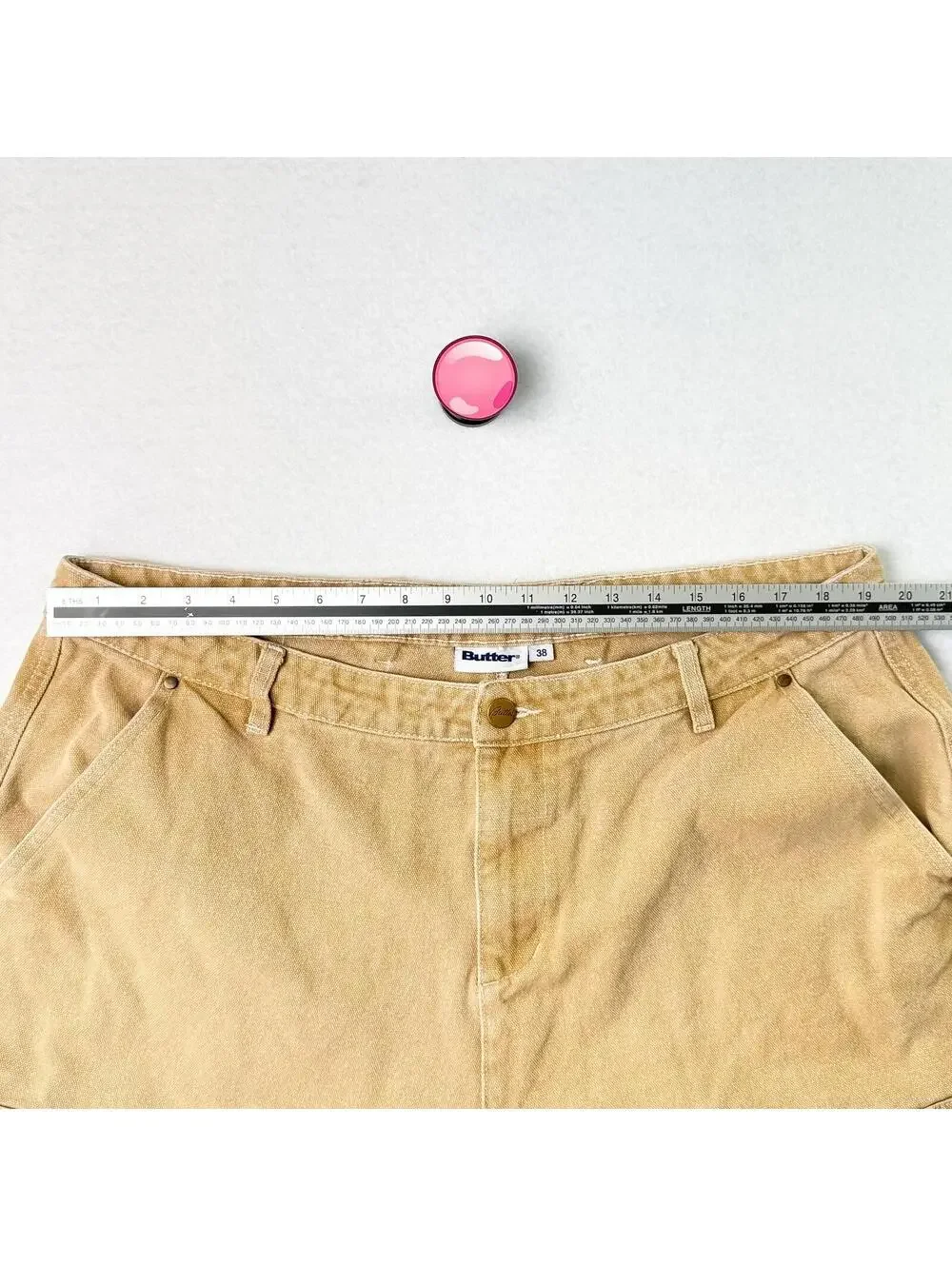 Butter‎ Goods Baggy Denim Shorts Skatewear Carpenter Raw Hem Tan Mens 38